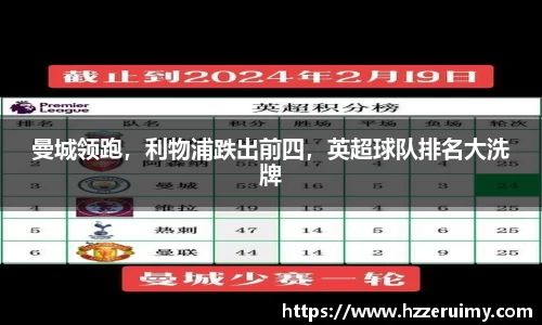 曼城领跑，利物浦跌出前四，英超球队排名大洗牌