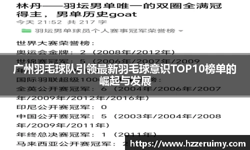 广州羽毛球队引领最新羽毛球意识TOP10榜单的崛起与发展
